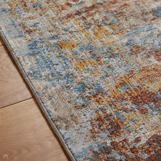 Mojave 4440 S Modern Abstract Distressed Soft-Touch Recycled Polyester Low Profile Short Pile Rust/Denim/Ochre/Grey/Brown/Multicolour Rug-Oriental Weavers-Rug Love - The Most Loved Rug Store