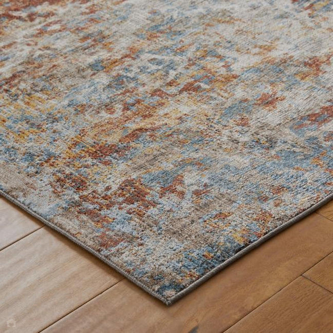 Mojave 4440 S Modern Abstract Distressed Soft-Touch Recycled Polyester Low Profile Short Pile Rust/Denim/Ochre/Grey/Brown/Multicolour Rug-Oriental Weavers-Rug Love - The Most Loved Rug Store