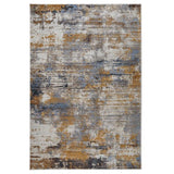 Mojave 8026 W Modern Abstract Distressed Soft-Touch Recycled Polyester Low Profile Short Pile Burnt Ochre/Slate Blue/Grey/Beige/Multicolour Rug
