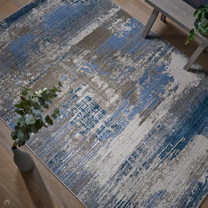 Mojave 91 B Modern Abstract Distressed Soft-Touch Recycled Polyester Low Profile Short Pile Denim/Grey/Taupe/Multicolour Rug-Oriental Weavers-Rug Love - The Most Loved Rug Store