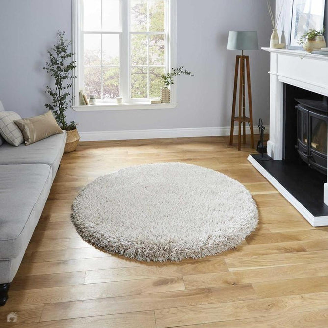 Montana Luxury Super Plush Heavyweight High-Density Hand-Woven Soft High-Pile Plain Polyester Tonal Textured Shimmer Shaggy Beige Round Rug-Think Rugs-Rug Love - The Most Loved Rug Store