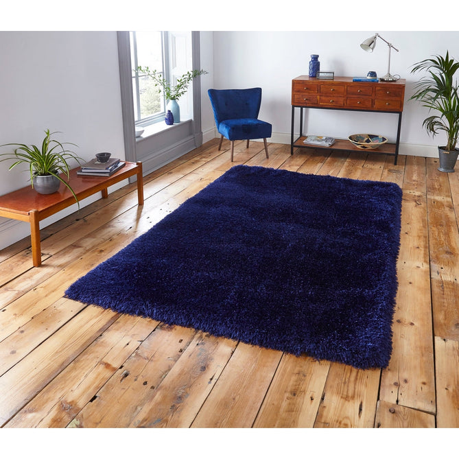 Montana Luxury Super Plush Heavyweight High-Density Hand-Woven Soft High-Pile Plain Polyester Tonal Textured Shimmer Shaggy Dark Navy Rug-Think Rugs-Rug Love - The Most Loved Rug Store