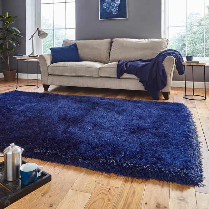 Montana Luxury Super Plush Heavyweight High-Density Hand-Woven Soft High-Pile Plain Polyester Tonal Textured Shimmer Shaggy Dark Navy Rug-Think Rugs-Rug Love - The Most Loved Rug Store