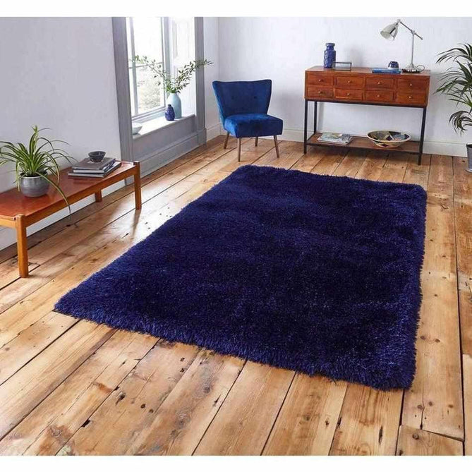 Montana Luxury Super Plush Heavyweight High-Density Hand-Woven Soft High-Pile Plain Polyester Tonal Textured Shimmer Shaggy Dark Navy Rug-Think Rugs-Rug Love - The Most Loved Rug Store