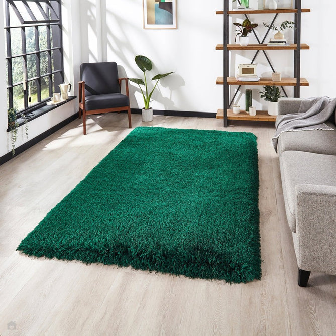 Montana Luxury Super Plush Heavyweight High-Density Hand-Woven Soft High-Pile Plain Polyester Tonal Textured Shimmer Shaggy Jewel Green Rug-Think Rugs-Rug Love - The Most Loved Rug Store
