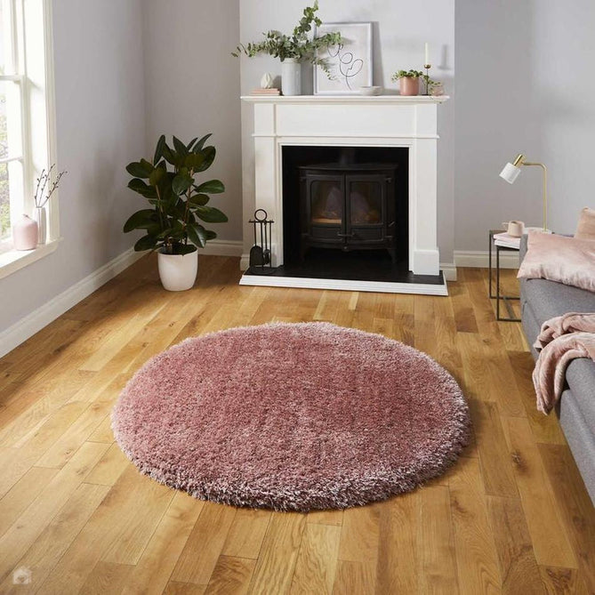 Montana Luxury Super Plush Heavyweight High-Density Hand-Woven Soft High-Pile Plain Polyester Tonal Textured Shimmer Shaggy Rose Round Rug-Think Rugs-Rug Love - The Most Loved Rug Store