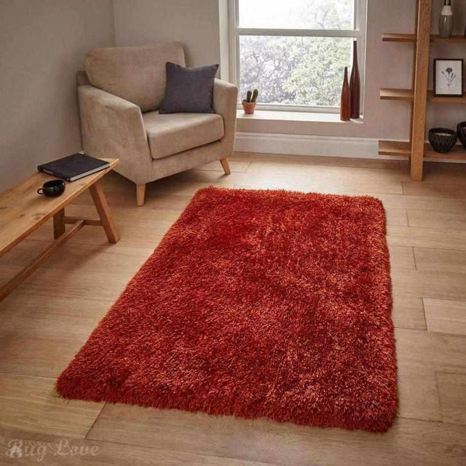 Montana Luxury Super Plush Heavyweight High-Density Hand-Woven Soft High-Pile Plain Polyester Tonal Textured Shimmer Shaggy Terracotta Rug-Think Rugs-Rug Love - The Most Loved Rug Store