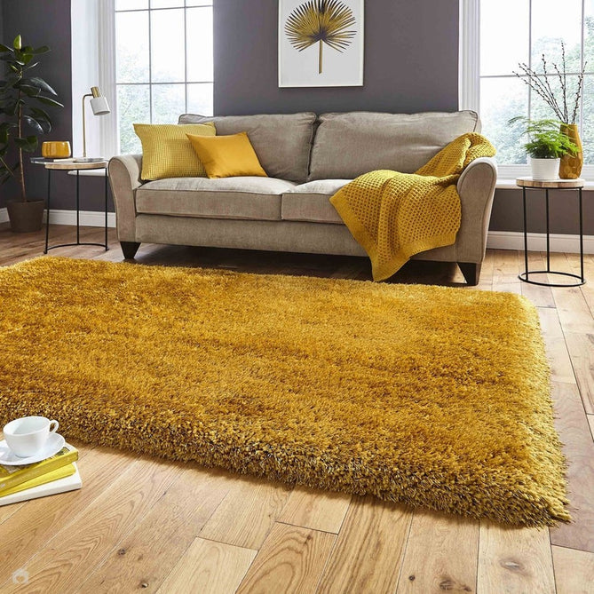 Montana Luxury Super Plush Heavyweight High-Density Hand-Woven Soft High-Pile Plain Polyester Tonal Textured Shimmer Shaggy Yellow Rug-Think Rugs-Rug Love - The Most Loved Rug Store