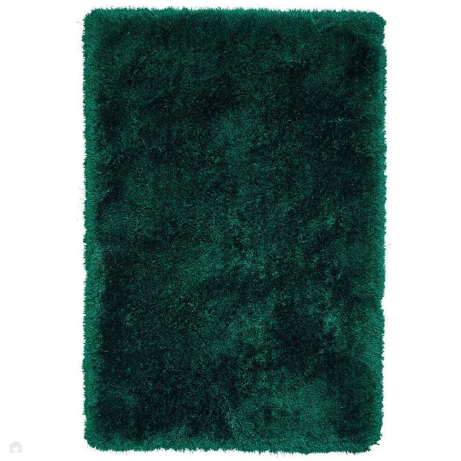 Montana Luxury Super Plush Heavyweight High-Density Hand-Woven Soft High-Pile Plain Polyester Tonal Textured Shimmer Shaggy Jewel Green Rug 080 x 150 cm