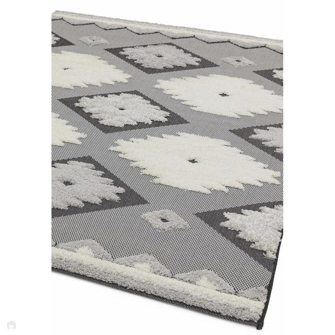 Monty MN01 Tribal Modern Geometric Durable Stain-Resistant Weatherproof Flatweave In-Outdoor Black/Cream Rug-Asiatic Carpets-Rug Love - The Most Loved Rug Store