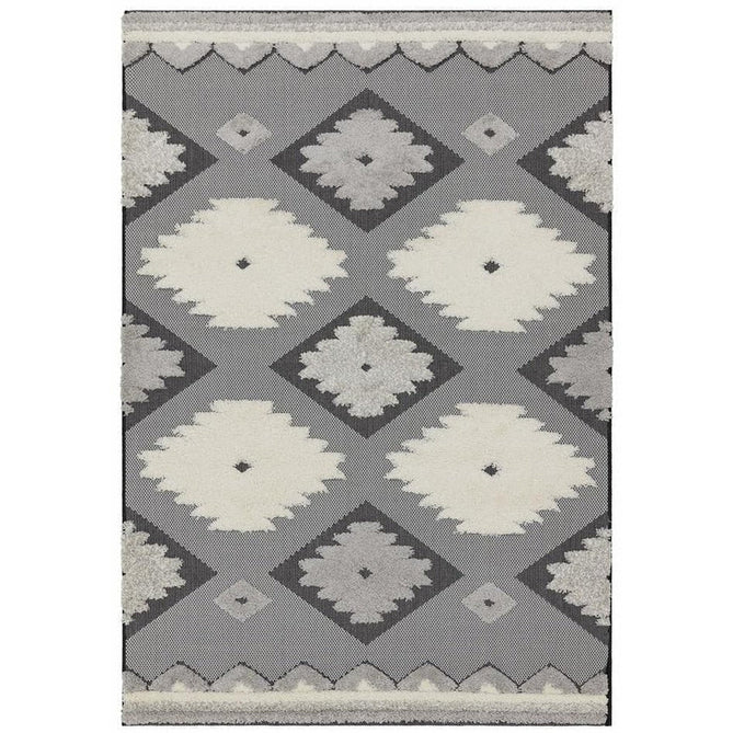 Monty MN01 Tribal Modern Geometric Durable Stain-Resistant Weatherproof Flatweave In-Outdoor Black/Cream Rug-Asiatic Carpets-Rug Love - The Most Loved Rug Store