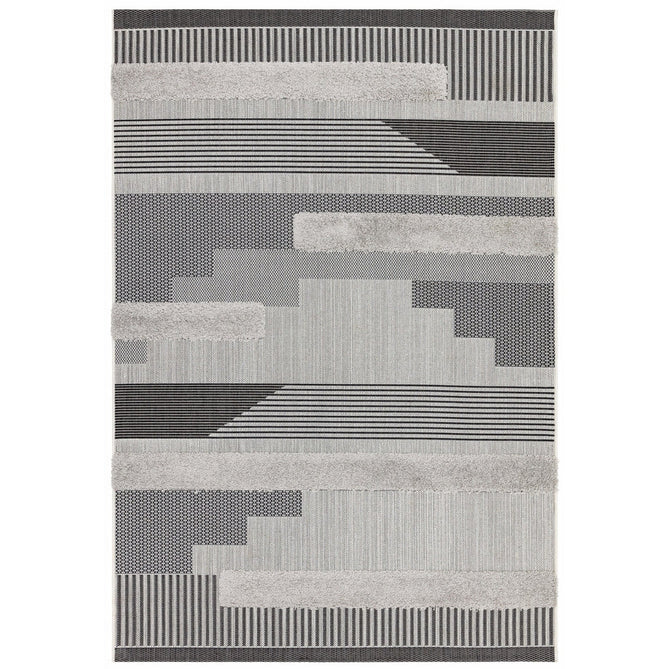 Monty MN05 Geometric Modern Durable Stain-Resistant Weatherproof Flatweave In-Outdoor Black/Grey Rug-Asiatic Carpets-Rug Love - The Most Loved Rug Store