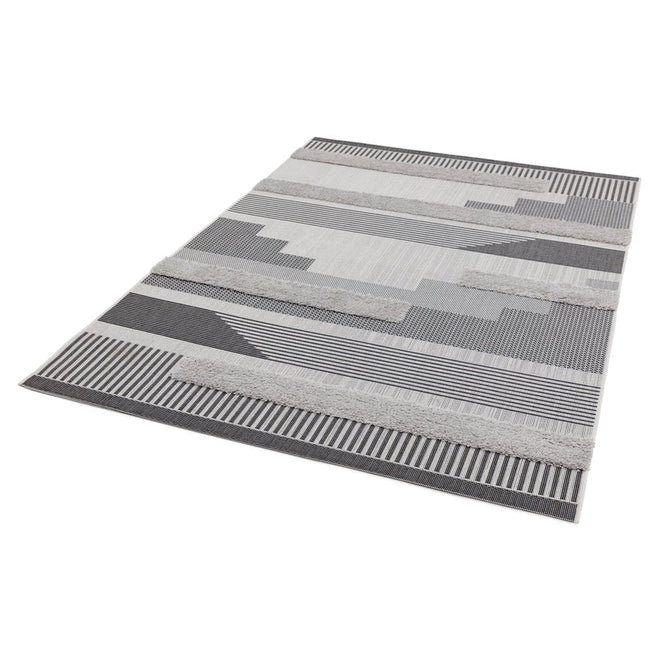 Monty MN05 Geometric Modern Durable Stain-Resistant Weatherproof Flatweave In-Outdoor Black/Grey Rug-Asiatic Carpets-Rug Love - The Most Loved Rug Store