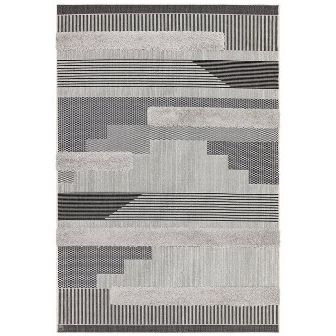 Monty MN05 Geometric Modern Durable Stain-Resistant Weatherproof Flatweave In-Outdoor Black/Grey Rug-Asiatic Carpets-Rug Love - The Most Loved Rug Store