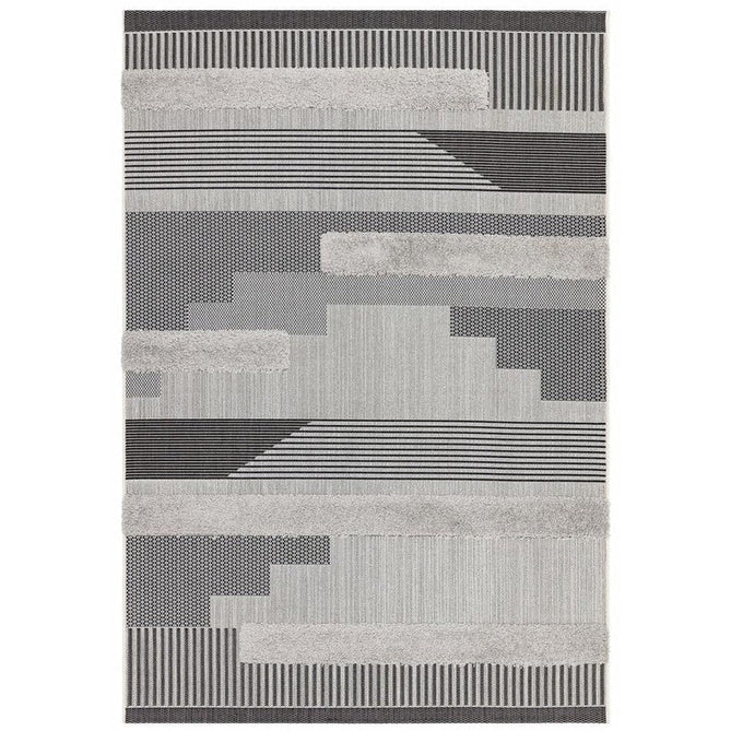 Monty MN05 Geometric Modern Durable Stain-Resistant Weatherproof Flatweave In-Outdoor Black/Grey Rug-Asiatic Carpets-Rug Love - The Most Loved Rug Store