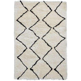 Morocco 3742 Super-Plush Moroccan Berber Zig Zag Hand-Made Super-Soft Faux Fur Fine Yarn Polyester Boho Shaggy Ivory/Black Rug