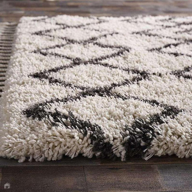 Morocco Modern Moroccan Berber Geometric Plush Soft Boho Shaggy Tassel Ivory/Charcoal Rug-Origins-Rug Love - The Most Loved Rug Store