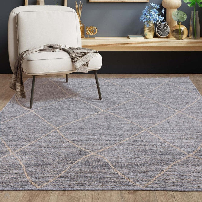 Mulberry Modern Plain Berber Jute Chenille Mix Ribbed Textured Soft-Touch Durable Flatweave Ice Blue Rug-Asiatic Carpets-Rug Love - The Most Loved Rug Store