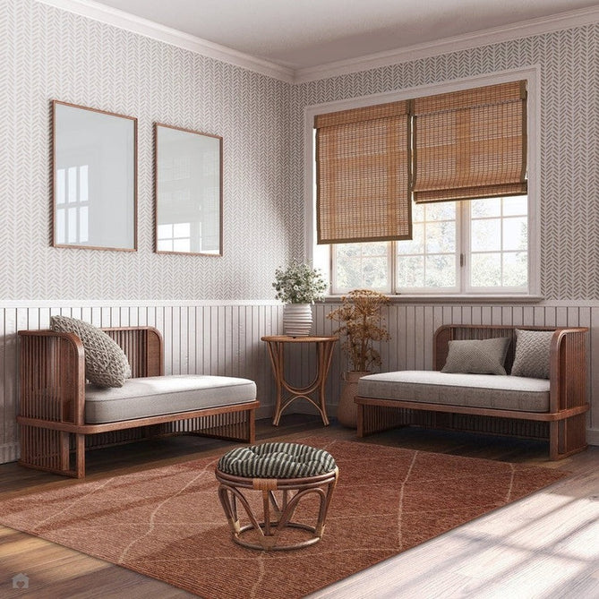 Mulberry Modern Plain Berber Jute Chenille Mix Ribbed Textured Soft-Touch Durable Flatweave Terracotta Rug-Asiatic Carpets-Rug Love - The Most Loved Rug Store