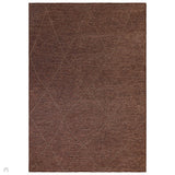 Mulberry Modern Plain Berber Jute Chenille Mix Ribbed Textured Soft-Touch Durable Flatweave Terracotta Rug