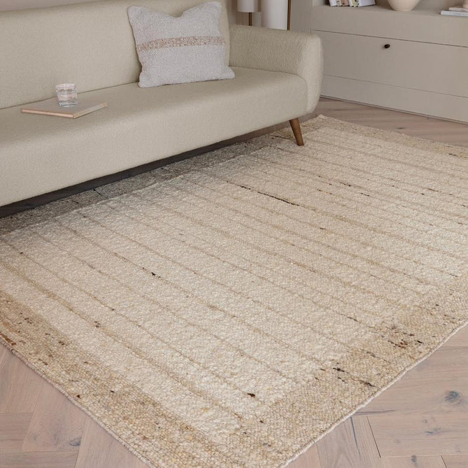 Napa Ladder Modern Plain Subtle Stripe Border Organic Hand-Woven Textured Wool Loop Pile Natural Beige/Sandstone Rug-Asiatic Carpets-Rug Love - The Most Loved Rug Store