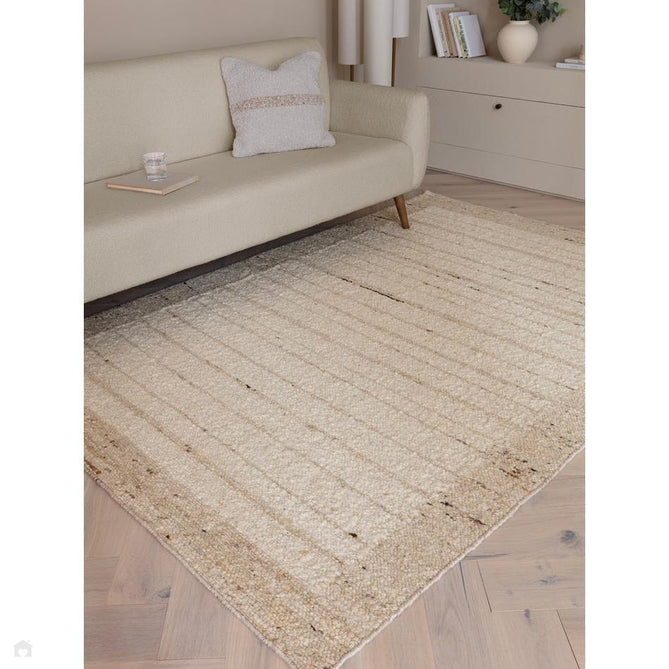 Napa Ladder Modern Plain Subtle Stripe Border Organic Hand-Woven Textured Wool Loop Pile Natural Beige/Sandstone Rug-Asiatic Carpets-Rug Love - The Most Loved Rug Store