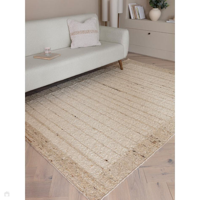 Napa Ladder Modern Plain Subtle Stripe Border Organic Hand-Woven Textured Wool Loop Pile Natural Beige/Sandstone Rug-Asiatic Carpets-Rug Love - The Most Loved Rug Store