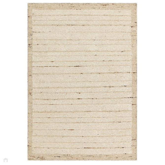 Napa Ladder Modern Plain Subtle Stripe Border Organic Hand-Woven Textured Wool Loop Pile Natural Beige/Sandstone Rug-Asiatic Carpets-Rug Love - The Most Loved Rug Store