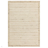 Napa Ladder Modern Plain Subtle Stripe Border Organic Hand-Woven Textured Wool Loop Pile Natural Beige/Sandstone Rug