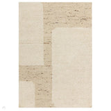 Napa Tumbla Modern Plain Block Organic Hand-Woven Textured Wool Loop Pile Natural Beige/Sandstone Rug