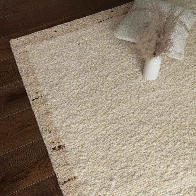 Napa Border Modern Plain Border Organic Hand-Woven Textured Wool Loop Pile Natural Beige/Sandstone Rug
