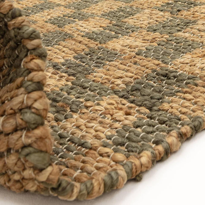 Naturi Jute Check Hand-Woven Textured Lightweight Flatweave Olive Green Rug-Asiatic Carpets-Rug Love - The Most Loved Rug Store