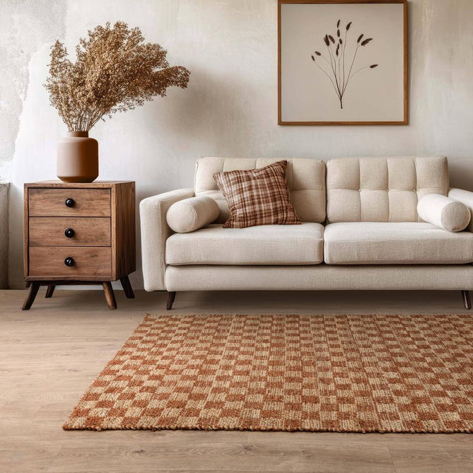 Naturi Jute Check Hand-Woven Textured Lightweight Flatweave Rust Rug-Asiatic Carpets-Rug Love - The Most Loved Rug Store