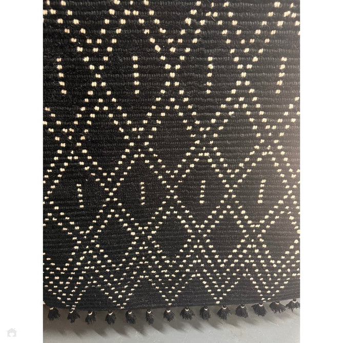 Nepal Diamond Modern Moroccan Berber Geometric Hand-Woven Ribbed Textured Low-Profile Wool Loop Pile Black/Cream Rug-Asiatic Carpets-Rug Love - The Most Loved Rug Store