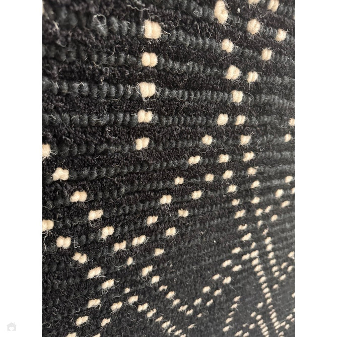 Nepal Diamond Modern Moroccan Berber Geometric Hand-Woven Ribbed Textured Low-Profile Wool Loop Pile Black/Cream Rug-Asiatic Carpets-Rug Love - The Most Loved Rug Store