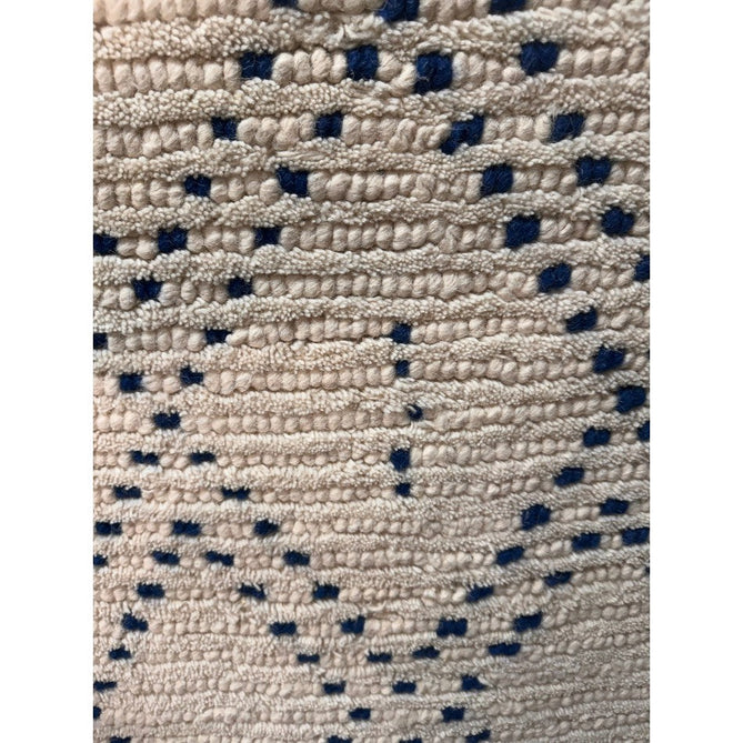 Nepal Diamond Modern Moroccan Berber Geometric Hand-Woven Ribbed Textured Low-Profile Wool Loop Pile Cream/Blue Rug-Asiatic Carpets-Rug Love - The Most Loved Rug Store