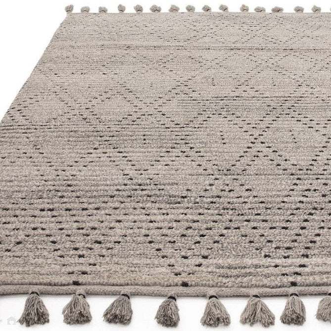 Nepal Diamond Modern Moroccan Berber Geometric Hand-Woven Ribbed Textured Low-Profile Wool Loop Pile Grey/Black Rug-Asiatic Carpets-Rug Love - The Most Loved Rug Store