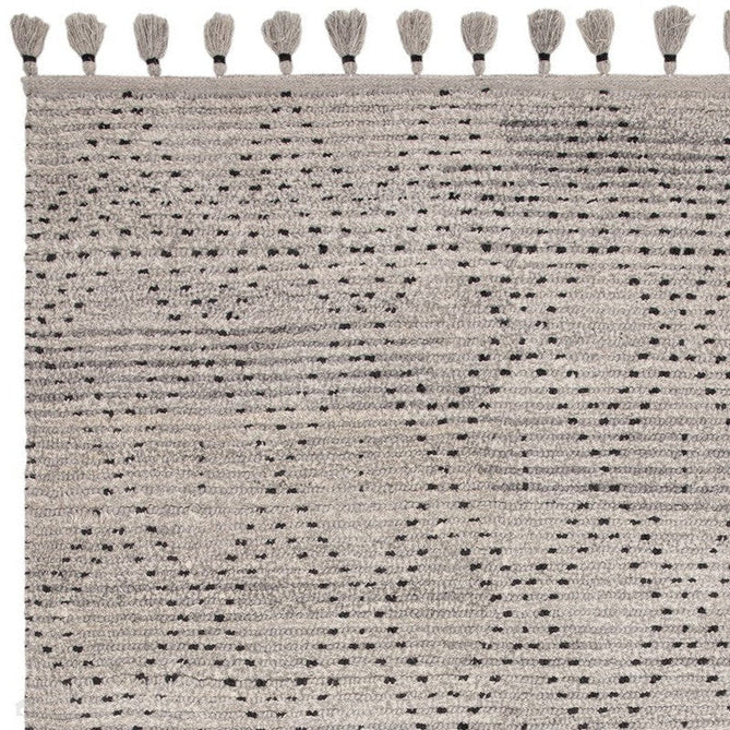 Nepal Diamond Modern Moroccan Berber Geometric Hand-Woven Ribbed Textured Low-Profile Wool Loop Pile Grey/Black Rug-Asiatic Carpets-Rug Love - The Most Loved Rug Store