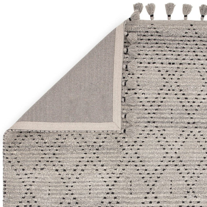 Nepal Diamond Modern Moroccan Berber Geometric Hand-Woven Ribbed Textured Low-Profile Wool Loop Pile Grey/Black Rug-Asiatic Carpets-Rug Love - The Most Loved Rug Store