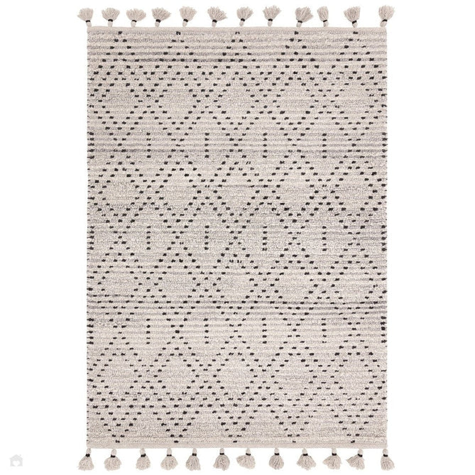 Nepal Diamond Modern Moroccan Berber Geometric Hand-Woven Ribbed Textured Low-Profile Wool Loop Pile Grey/Black Rug-Asiatic Carpets-Rug Love - The Most Loved Rug Store