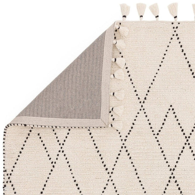 Nepal Linear Modern Moroccan Berber Geometric Hand-Woven Ribbed Textured Low-Profile Wool Loop Pile Cream/Black Rug-Asiatic Carpets-Rug Love - The Most Loved Rug Store