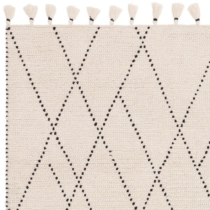 Nepal Linear Modern Moroccan Berber Geometric Hand-Woven Ribbed Textured Low-Profile Wool Loop Pile Cream/Black Rug-Asiatic Carpets-Rug Love - The Most Loved Rug Store