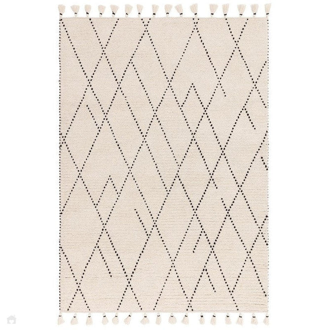 Nepal Linear Modern Moroccan Berber Geometric Hand-Woven Ribbed Textured Low-Profile Wool Loop Pile Cream/Black Rug-Asiatic Carpets-Rug Love - The Most Loved Rug Store