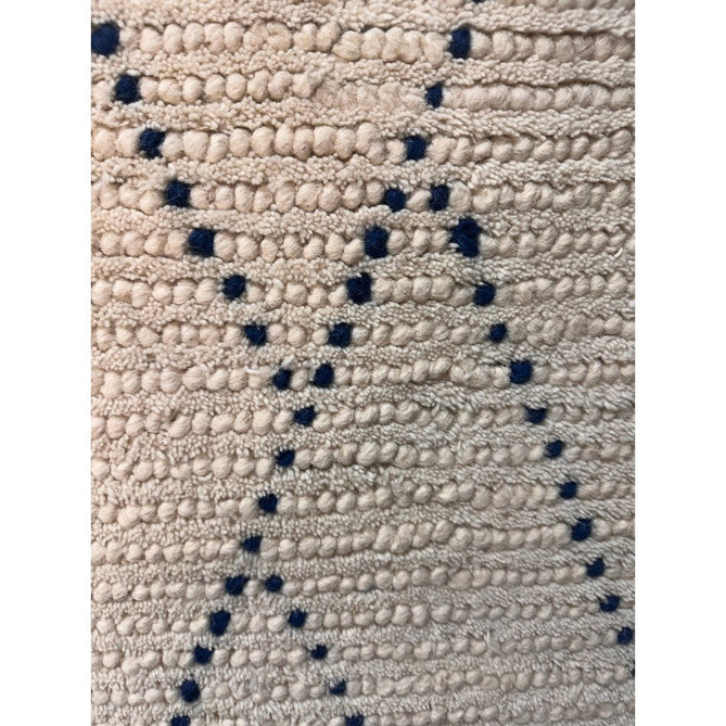 Nepal Linear Modern Moroccan Berber Geometric Hand-Woven Ribbed Textured Low-Profile Wool Loop Pile Cream/Blue Rug-Asiatic Carpets-Rug Love - The Most Loved Rug Store