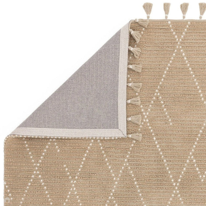 Nepal Linear Modern Moroccan Berber Geometric Hand-Woven Ribbed Textured Low-Profile Wool Loop Pile Sand/Cream Rug-Asiatic Carpets-Rug Love - The Most Loved Rug Store