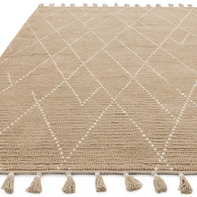 Nepal Linear Modern Moroccan Berber Geometric Hand-Woven Ribbed Textured Low-Profile Wool Loop Pile Sand/Cream Rug-Asiatic Carpets-Rug Love - The Most Loved Rug Store