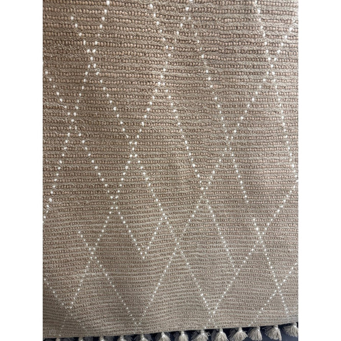 Nepal Linear Modern Moroccan Berber Geometric Hand-Woven Ribbed Textured Low-Profile Wool Loop Pile Sand/Cream Rug-Asiatic Carpets-Rug Love - The Most Loved Rug Store