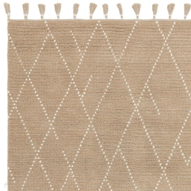 Nepal Linear Modern Moroccan Berber Geometric Hand-Woven Ribbed Textured Low-Profile Wool Loop Pile Sand/Cream Rug-Asiatic Carpets-Rug Love - The Most Loved Rug Store