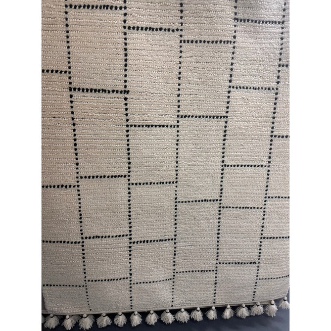 Nepal Tile Modern Moroccan Berber Geometric Hand-Woven Ribbed Textured Low-Profile Wool Loop Pile Cream/Black Rug-Asiatic Carpets-Rug Love - The Most Loved Rug Store