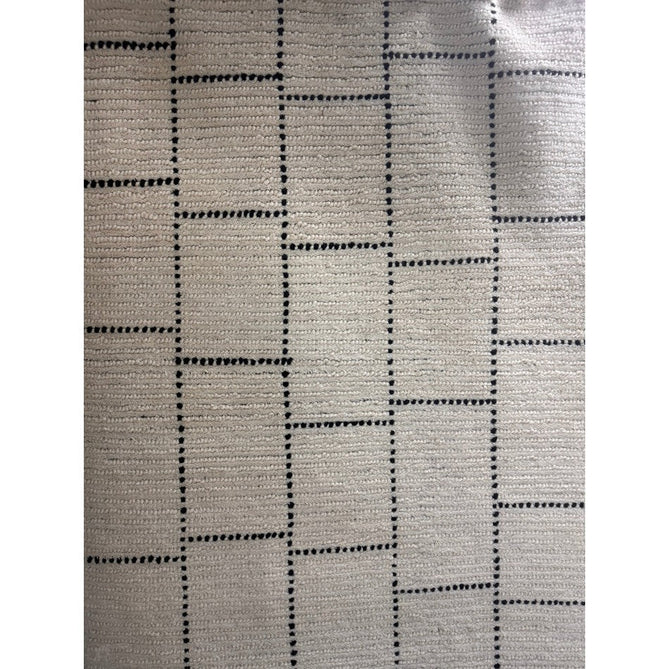 Nepal Tile Modern Moroccan Berber Geometric Hand-Woven Ribbed Textured Low-Profile Wool Loop Pile Cream/Black Rug-Asiatic Carpets-Rug Love - The Most Loved Rug Store